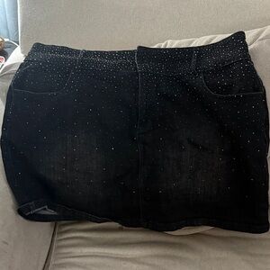 ARULA Black Studded Denim Skirt